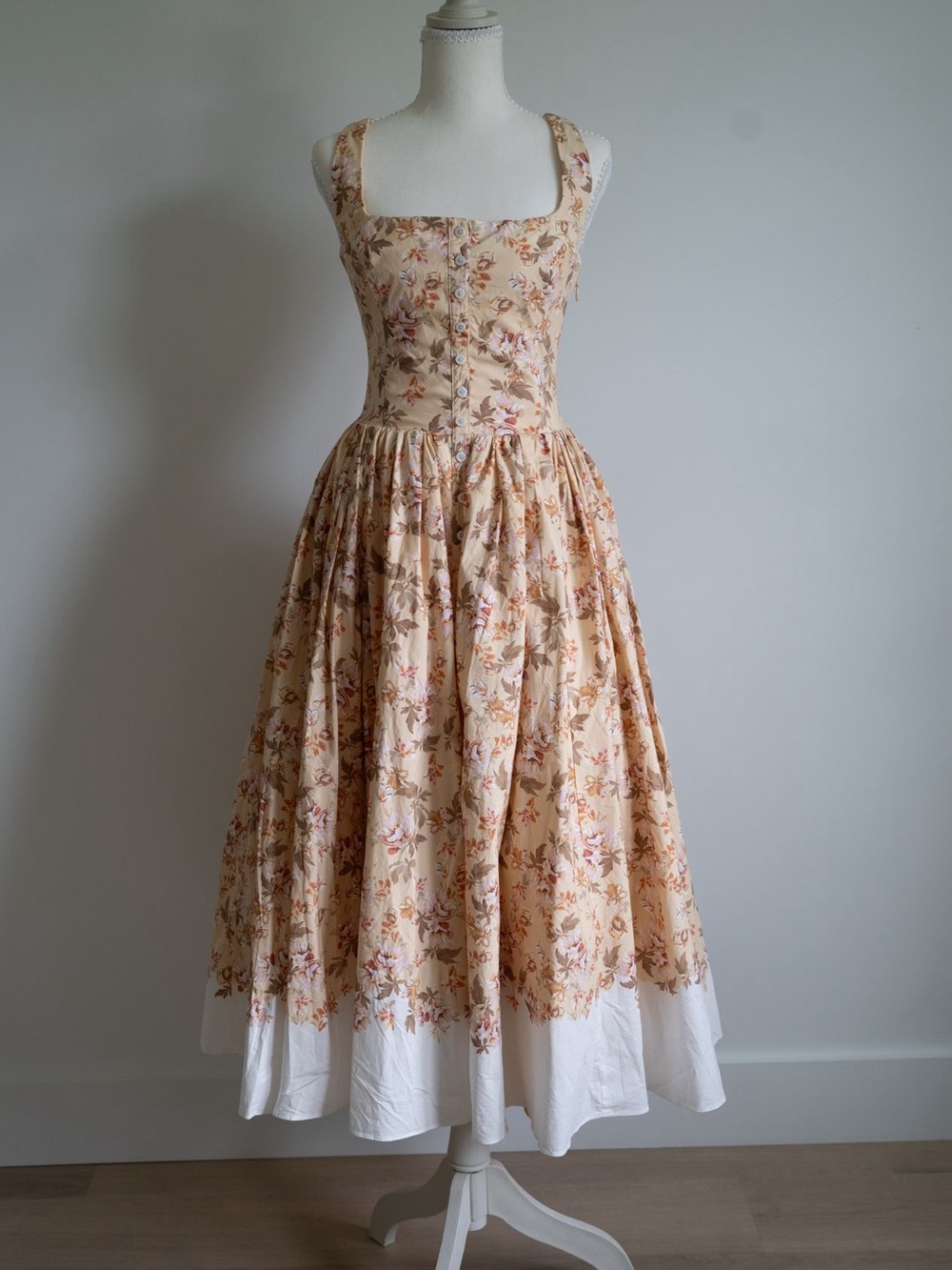 House of CB Alba Honeyflower Print Gathered Cotton Midi Dress